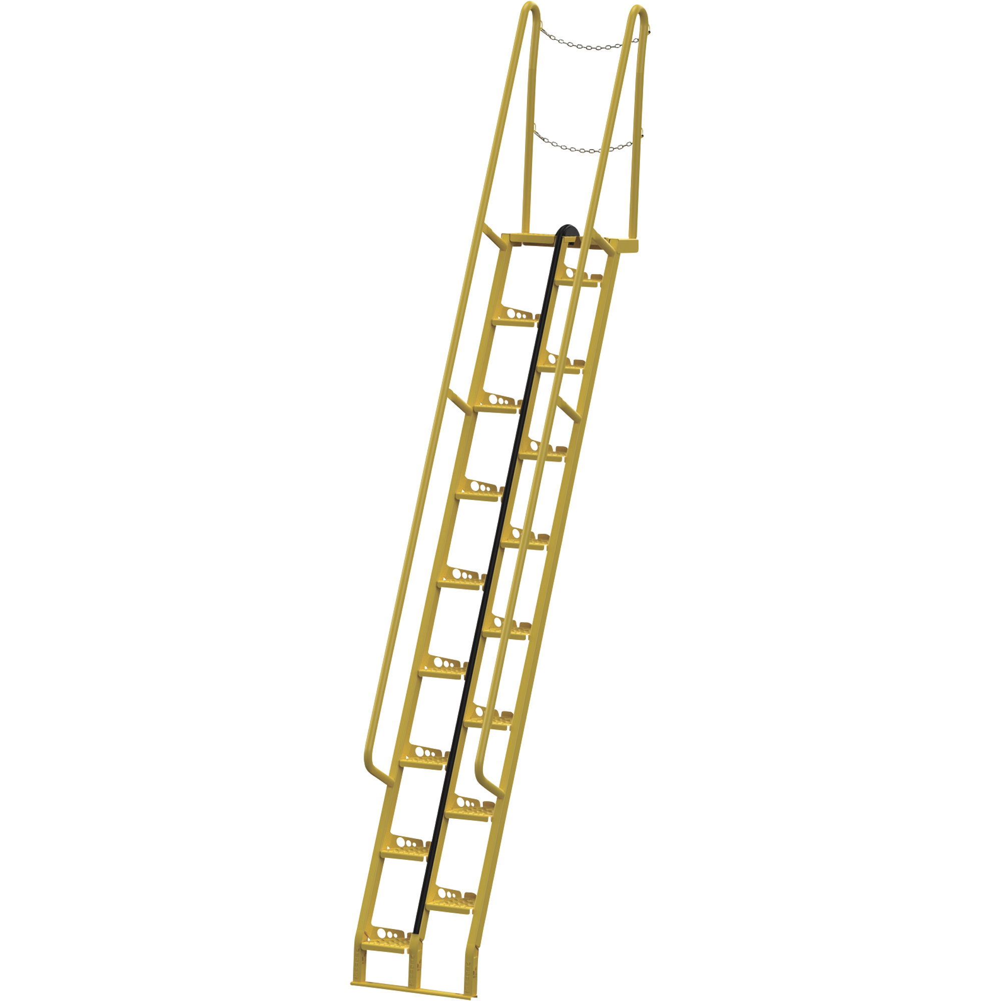 Vestil Alternating-Tread Stairs - 16 Steps, 68° Step Angle, Steel, Safety Yellow, Model# ATS-10-68